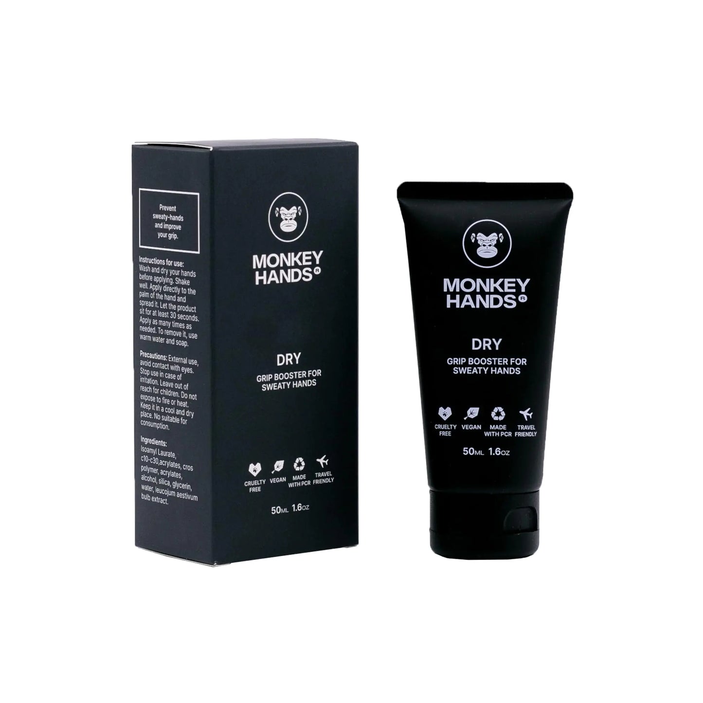 MonkeyHands Dry - Grip Booster - Dry Hands - Overgrip - Padel Racket Tennis Golf Ping Pong Climbing Calisthenics Gym Pole Dance and more - HighPerformance - Skin friendly Vegan Without