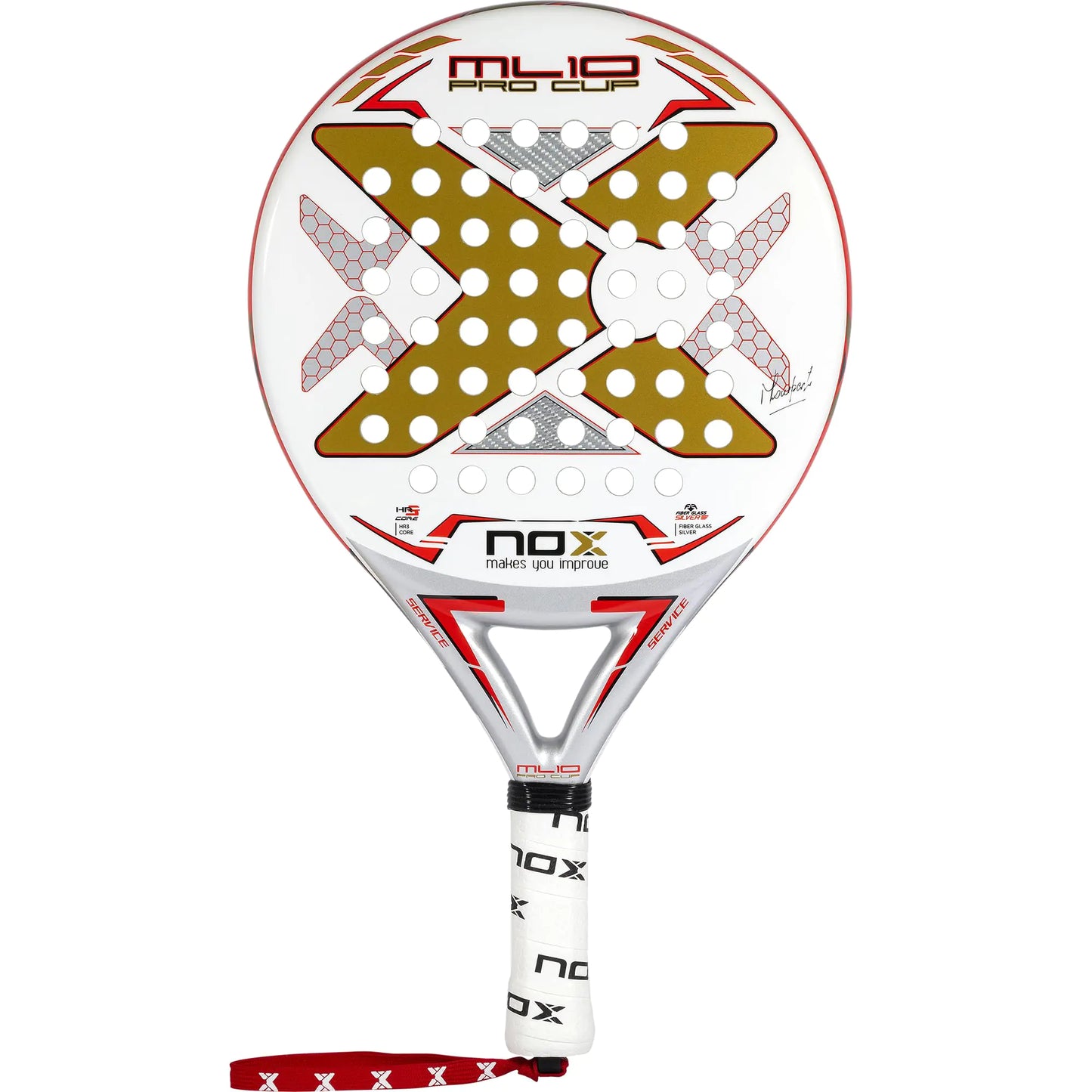 Padel Racket ML10 Pro Cup Coorp by Miguel Lamperti | 2023 Classic Series Round Pala Padel | Smartstrap Safety & NOX Custom Grip Technology | HR3 Core & Fiber Glass Silver 3K | Elite Pala de Padel
