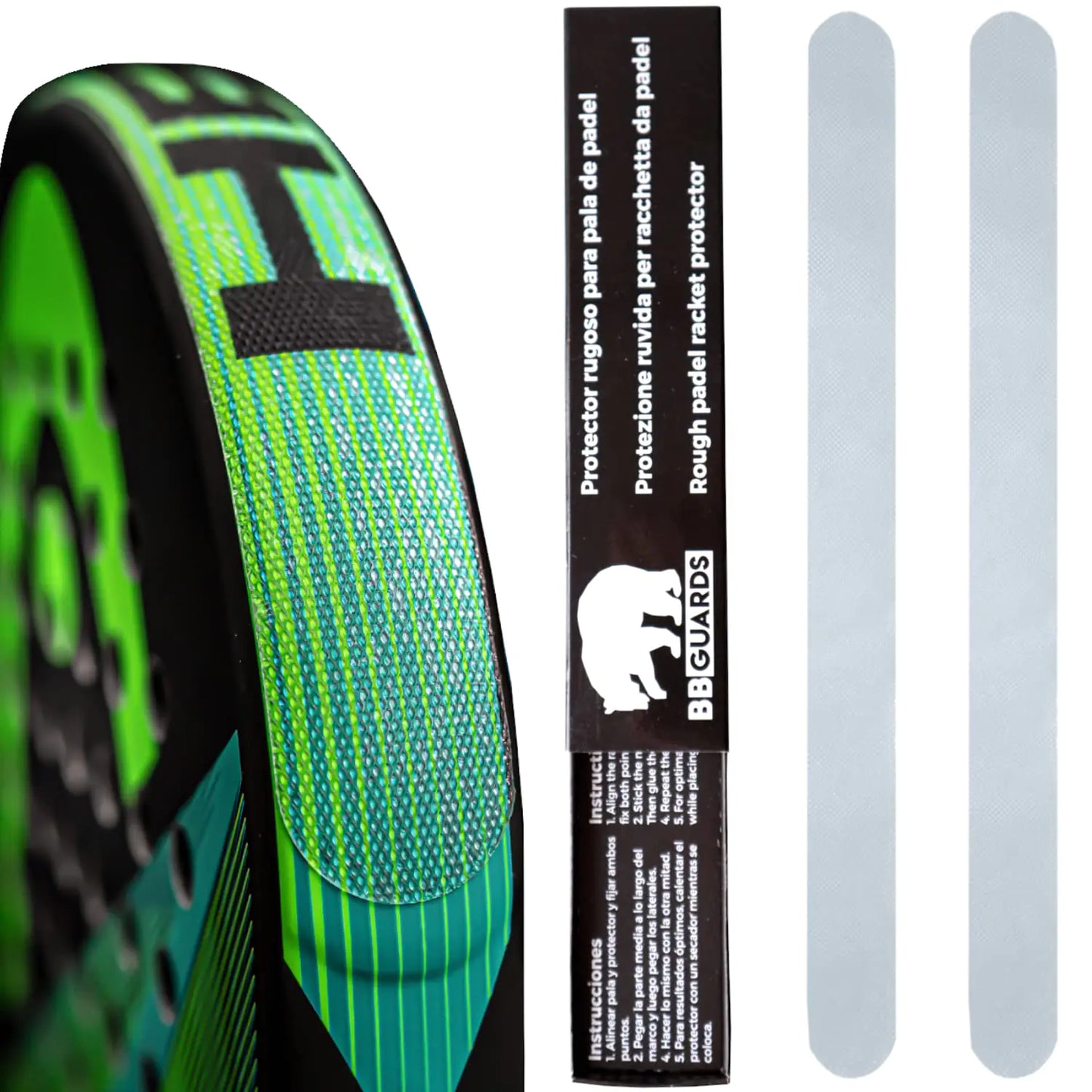 Transparent Paddle Racket Protector with Textured Finish (2-Pack) Padel Racket Protector. Padel Protector edgeguard for Maximum Protection. Padel accesories
